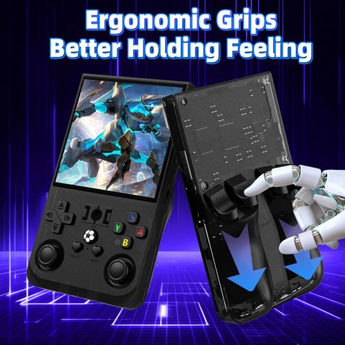 R36 Max Retro Handheld Game Console, Video Game Console with 64G Built-in 18000+ Games, 4000mAh Rechargeable, Support 30+ Simulators, Linux System, 4.0 Inch IPS Screen Portable Pocket Arcade, Black