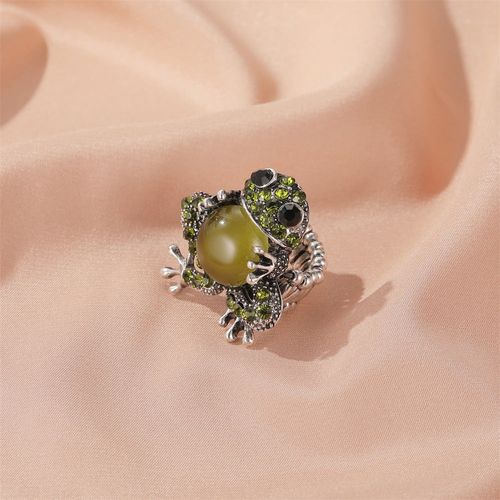 Opal Cute Frog Earrings Elastic Ring