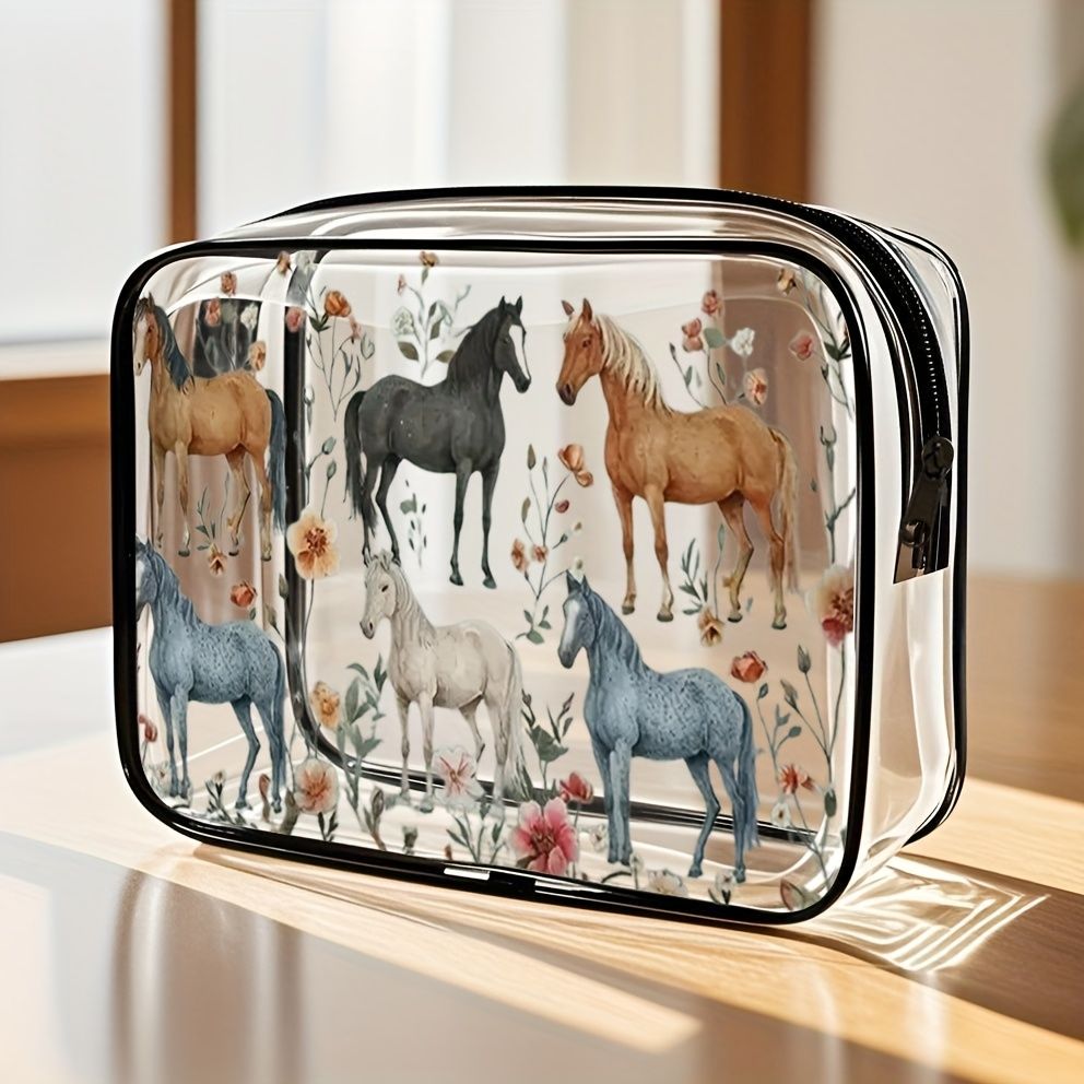 拉鍊封口 大容量 易於清潔 時尚高品質女士及少女收納包 PVC化妝包 旅行友好型TSA認證洗漱用品整理袋