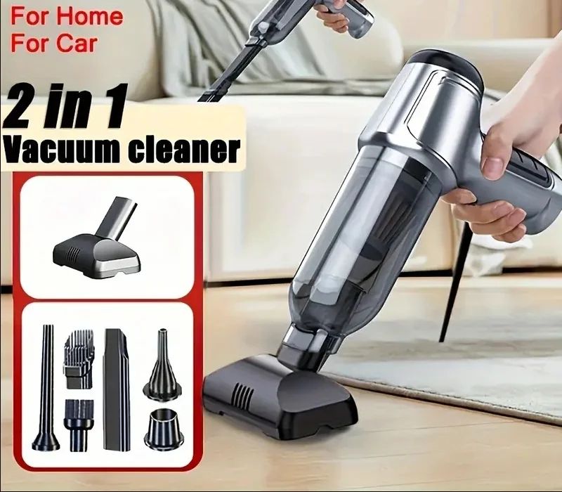 Strong Suction Cordless Vacuum Cleaner – 2-in-1 Handheld and Blower, USB Rechargeable with Dusting Brush for Home & Car