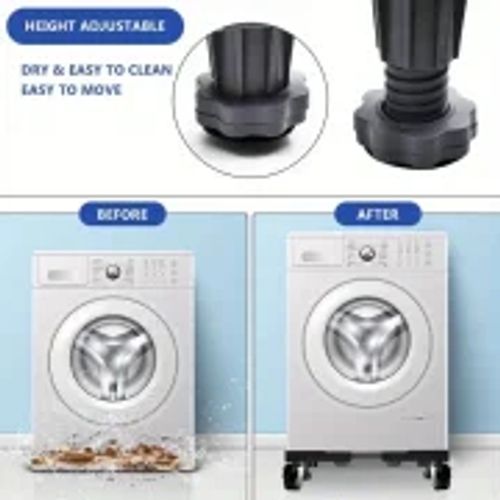 1pc Polyresin Adjustable Appliance Stand with Locking Wheels and Feet - Mobile Base Dolly for Refrigerator, Washer, Dryer - Uncharged, No Battery Required