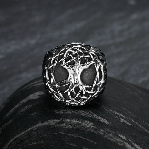 European And American Style Lucky Tree Titanium Steel Men's Ring