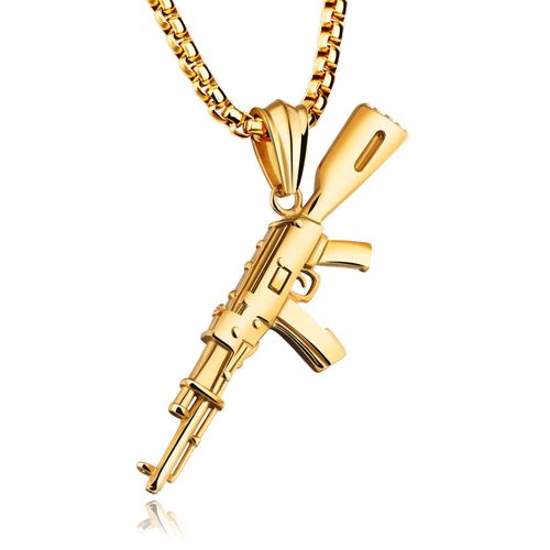 Men's AK47 Titanium Steel Street Hip-hop Domineering Stainless Steel Gun Necklace