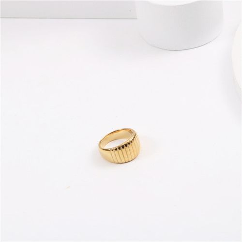 Stacked Diamond Plaid Wide And Narrow Titanium Steel Ring