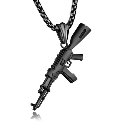 Men's AK47 Titanium Steel Street Hip-hop Domineering Stainless Steel Gun Necklace