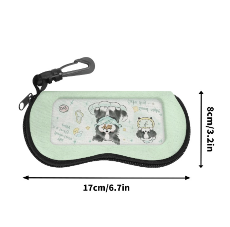 卡通邊牧眼鏡盒近視鏡墨鏡盒防摔防壓高顏值高級感兒童少女皮質來圖定制 可一件定制