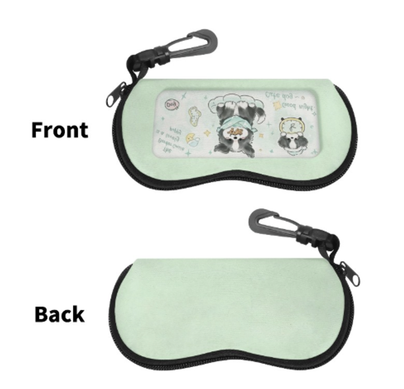 卡通邊牧眼鏡盒近視鏡墨鏡盒防摔防壓高顏值高級感兒童少女皮質來圖定制 可一件定制