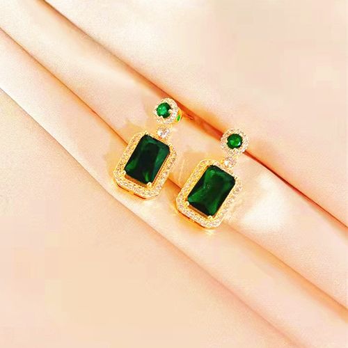 Women's Niche Retro Square Emerald Titanium Steel Necklace