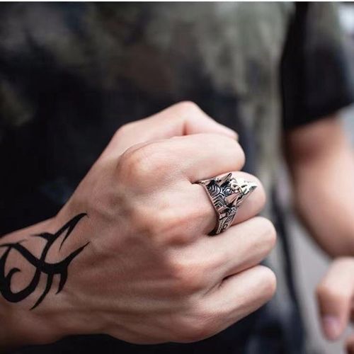 European And American Retro Punk Titanium Steel Navy Anchor Ring