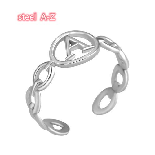 Stainless Steel Bracelet With 26 English Letters Ring Female Adjustable
