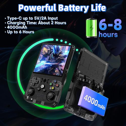R36 Max Retro Handheld Game Console, Video Game Console with 64G Built-in 18000+ Games, 4000mAh Rechargeable, Support 30+ Simulators, Linux System, 4.0 Inch IPS Screen Portable Pocket Arcade, Black