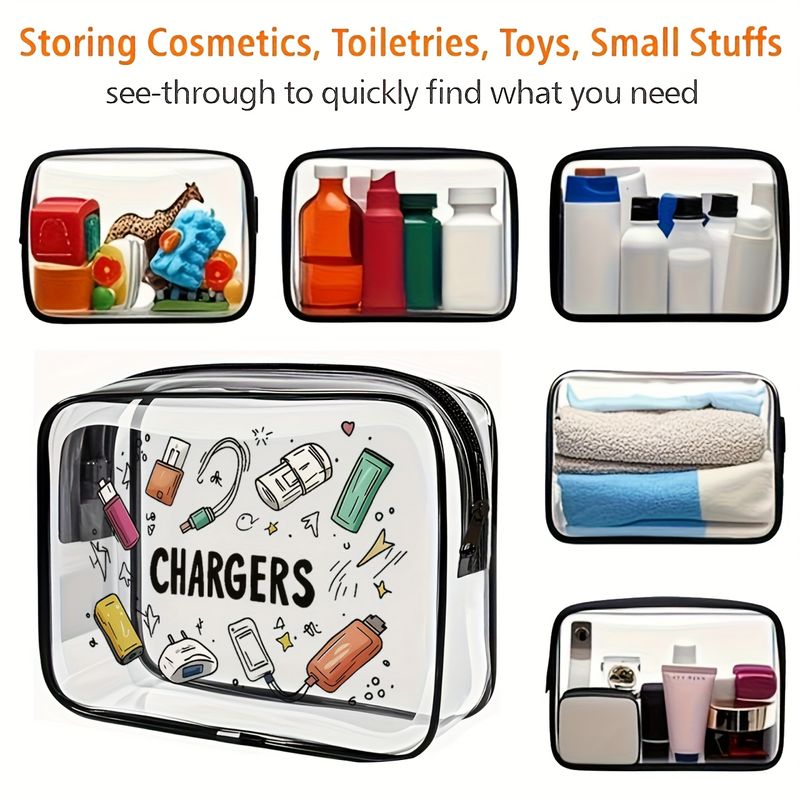 透明拉鍊手提包收納袋洗漱包 輕便旅行包帶線纜管理 清晰洗漱用品及充電器盒適用於科技設備 機場 健身房 日常使用易清潔拉鍊閉合 現代科技設計 專為專業人士與旅行者打造 健身必備 時尚存儲 頻繁出行者首選