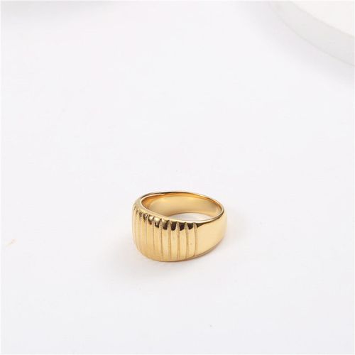 Stacked Diamond Plaid Wide And Narrow Titanium Steel Ring