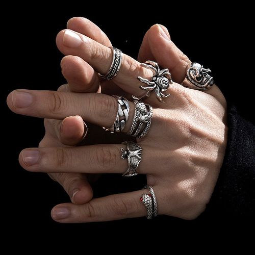 Dark Style Men's Retro Distressed Ring Suit