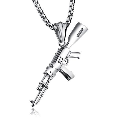 Men's AK47 Titanium Steel Street Hip-hop Domineering Stainless Steel Gun Necklace