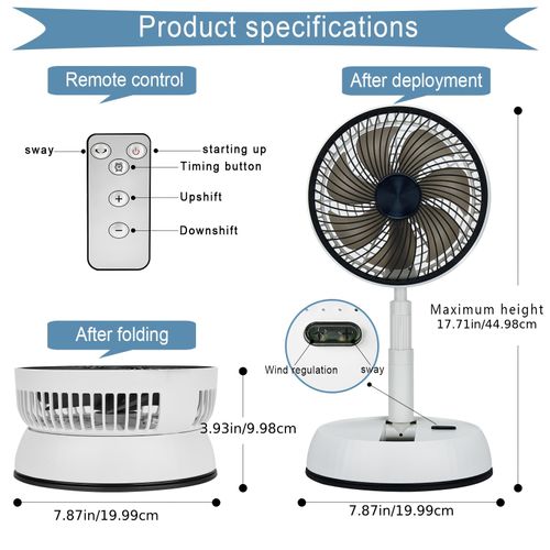 Portable USB Rechargeable Floor Fan with Remote Control Automatic Shaking Head, Metal Alloy, 5W, Indoor Outdoor Use, 6000mAh Battery, Ideal for Home, Office, or Outdoor Activities, Outdoor Portable Fan |Modern Fan Design Durable Metal Fan, Portable Fan