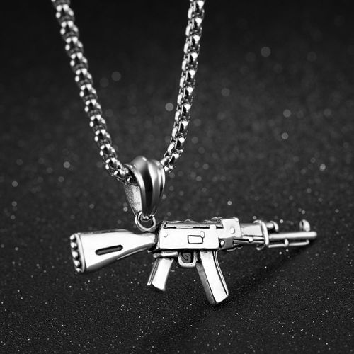 Men's AK47 Titanium Steel Street Hip-hop Domineering Stainless Steel Gun Necklace