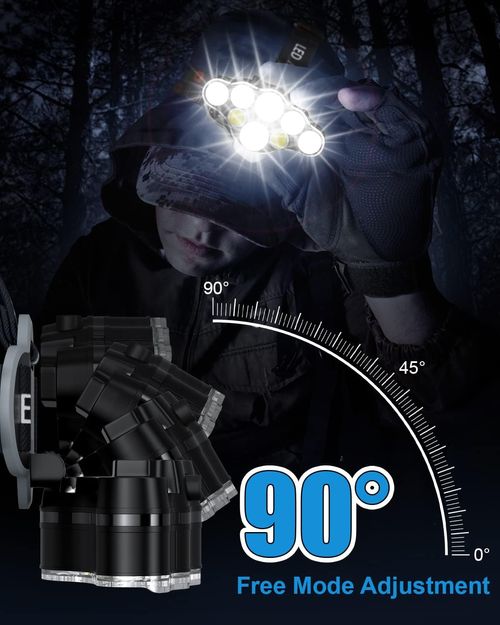 Rechargeable Headlamp, 8 LED 18000 High Lumen Bright Headlamp with Red Light, IPX4 Waterproof USB Headlight, Head Lamp, 8 Modes for Outdoor Running Hunting Hiking Camping Gear