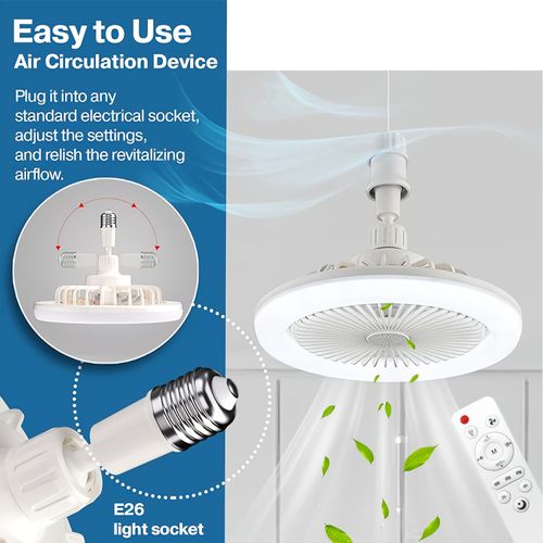 Modern White LED Ceiling Fan Light with Remote Control – 50W, 3-Speed Adjustable Fan & 3 Color Temperatures (3000K-6500K), Dimmable, Timer Function, E26 Base for Bedroom, Kitchen, Closet, and More, Kitchen Illumination | Minimalist Light Fixture | Integrated Light Fan