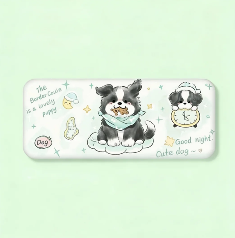 卡通邊牧眼鏡盒近視鏡墨鏡盒防摔防壓高顏值高級感兒童少女皮質來圖定制 可一件定制