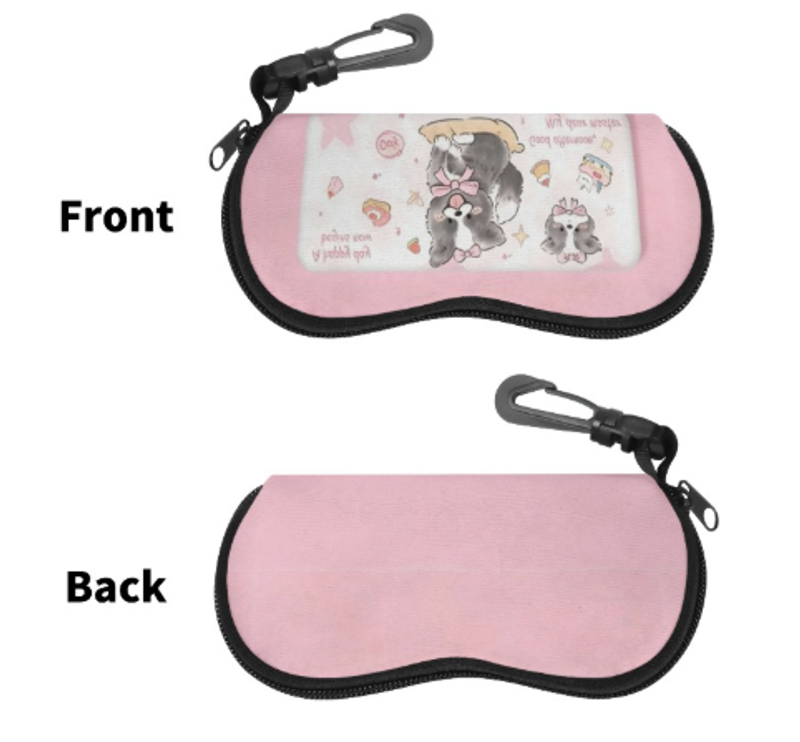 卡通邊牧眼鏡盒近視鏡墨鏡盒防摔防壓高顏值高級感兒童少女皮質來圖定制 可一件定制