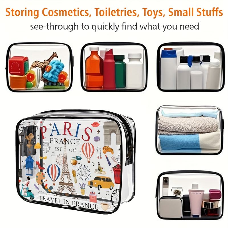 透明單面印刷盥洗包 便攜戶外旅行化妝品收納袋 加厚PVC收納袋