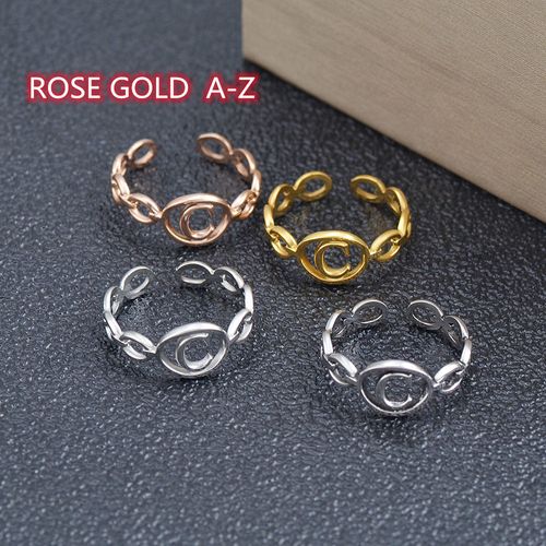 Stainless Steel Bracelet With 26 English Letters Ring Female Adjustable