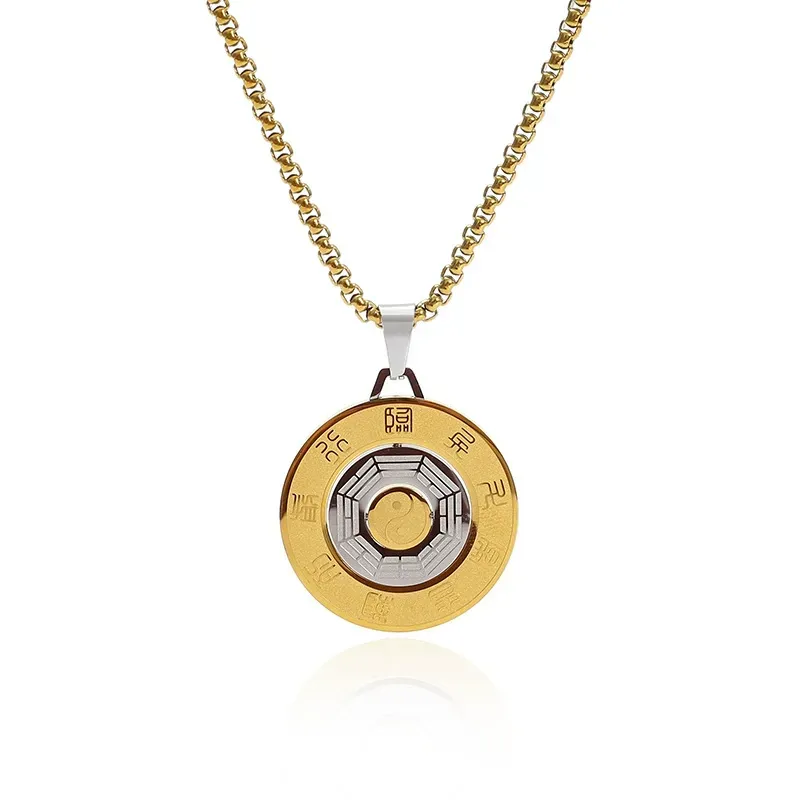 Golden Light Mantra Nine-Character Mantra Eight Diagrams Yin-Yang Fish Tai Chi Necklace