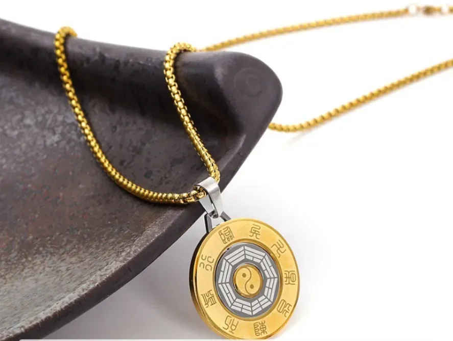 Golden Light Mantra Nine-Character Mantra Eight Diagrams Yin-Yang Fish Tai Chi Necklace