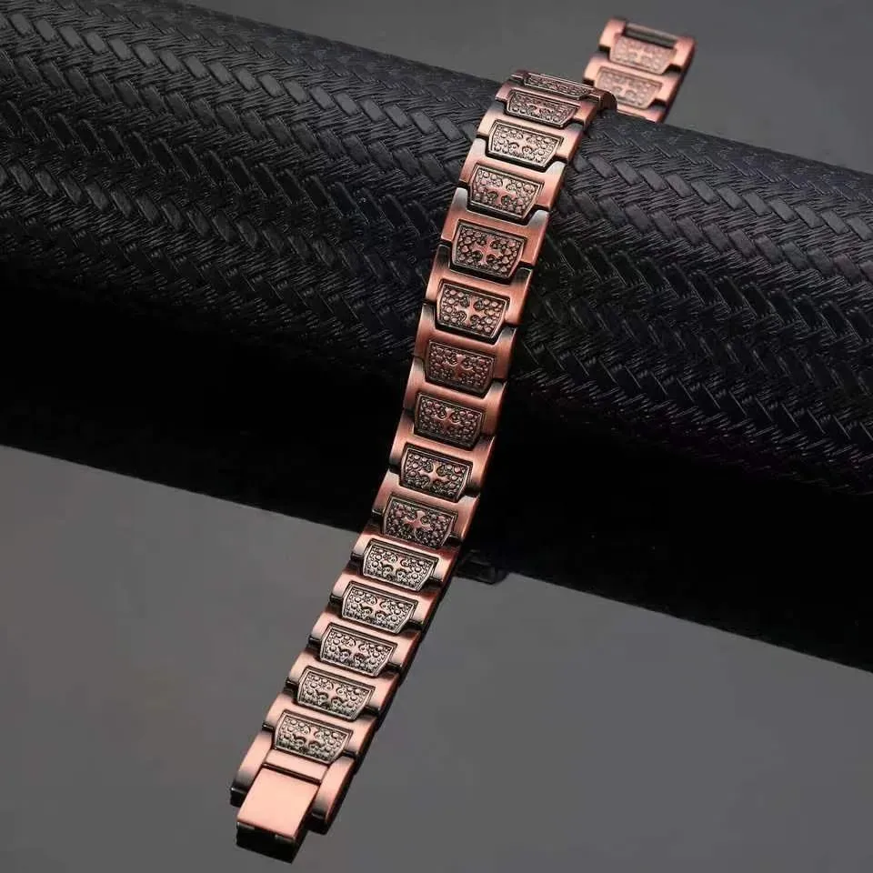 Retro Fashion Magnetic Red Copper Cross Bracelet