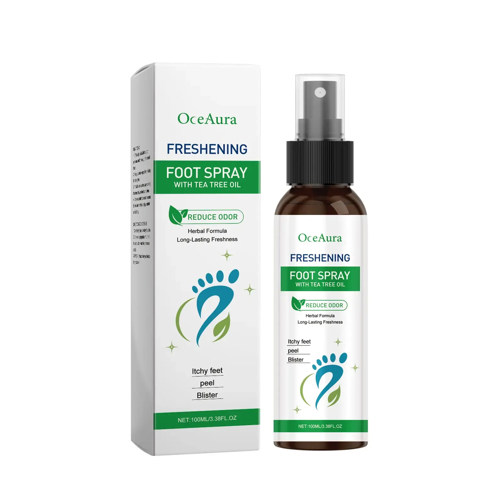 Spray Desodorizante Natural para Pés e Sapatos – Eliminador Instantâneo de Cheiros para Pés, Sapatos e Meias | Spray para Pés com Árvore do Chá Controla o Suor e Alivia o Coceira | Leve, Adequado para Viagens, Frescura Refrigerante para Uso Diário - Repara o Calcanhar