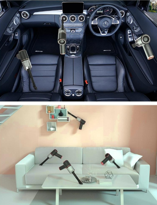 o aspirador de aspirador mais potente para um carro 4-em-1 sem fio e soprador - 120W Sucção Potente, Pulverizador de ar portátil para casa & carro, Lavanderia úmida recarregável