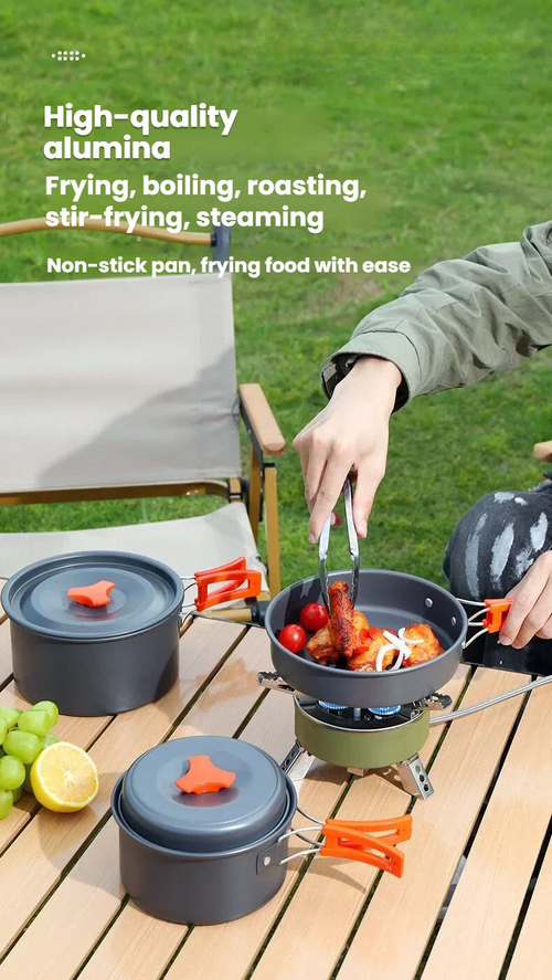 Hot-selling four-piece aluminum alloy camping cookware set, outdoor cooking equipment set