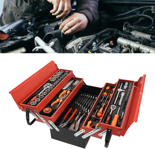 85-piece steam repair tool kit, iron box household tool box, folding three layers, hardware pliers set