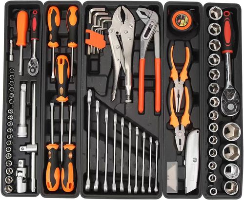 85-piece steam repair tool kit, iron box household tool box, folding three layers, hardware pliers set