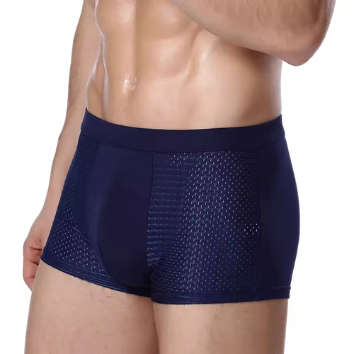 4-pack of men's ice silk mesh plus size solid color sexy breathable close-fitting underwear (165-190 lbs)