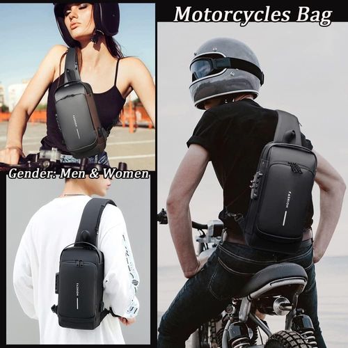 Carbon fiber streamlined anti-theft, USB charging sports waterproof anti-theft shoulder bag