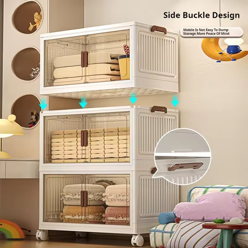 Wheeled, installation-free, foldable, large-capacity, multi-functional storage rack