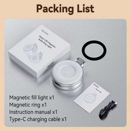 Magnetic beauty fill light for mobile phones, three-color temperature portable selfie mirror, rotating and stretchable pocket light