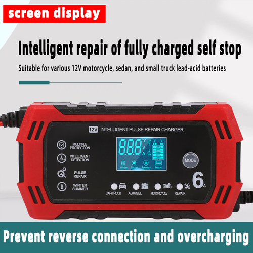 12V 6A Car Battery Charger, Forklift Battery Charger, Smart Repair Motorcycle Charger