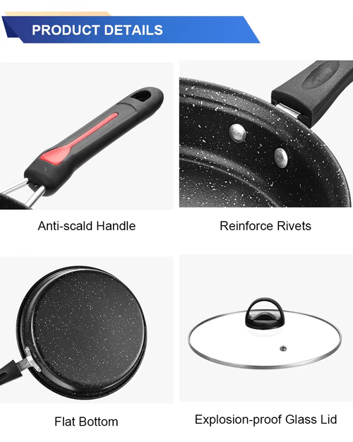 3-piece non-stick cookware set, best-selling soup pot, wok, frying pan, and cookware set