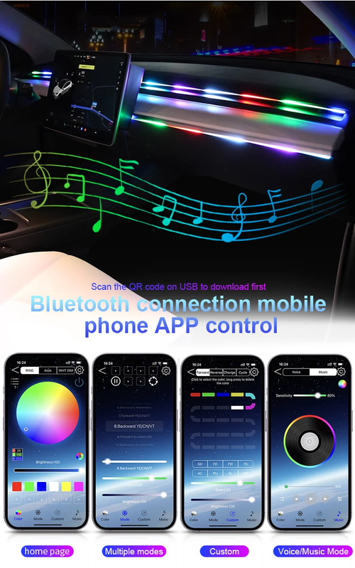 64-color LED acrylic music Bluetooth or remote control RGB premium interior ambient lighting strip