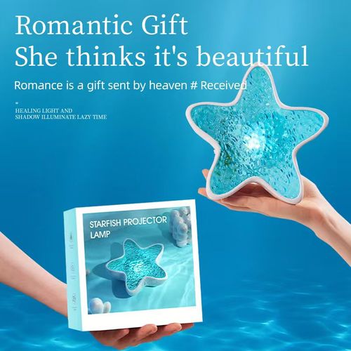 LED starfish night light, USB powered, wave and starry sky music projection light