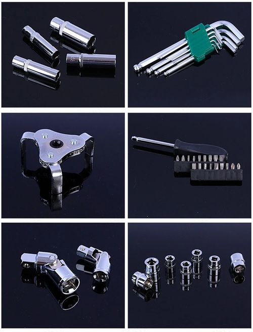 121-piece multi-purpose steel auto repair tool set, quick ratchet wrench and screwdriver set