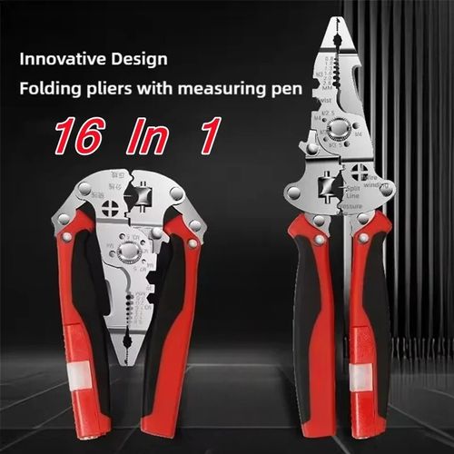 16 in 1 Wire Stripper Cable Crimping Plier Tool Multifunctional Wire Stripping Tool Foldable Cable Stripper For Electrician