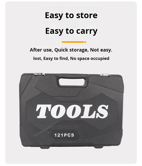 121-piece multi-purpose steel auto repair tool set, quick ratchet wrench and screwdriver set