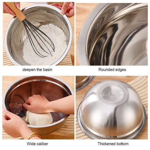 Hot-selling 7-piece colorful nested storage bowl, salad bowl, stainless steel mixing bowl with silicone lid