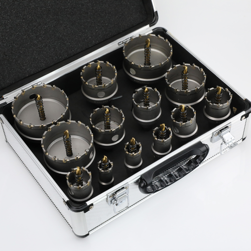 13-piece carbide TCT drill bit hole saw set for stainless steel, concrete, wood, reamer tool set and metal cutter