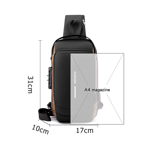Carbon fiber streamlined anti-theft, USB charging sports waterproof anti-theft shoulder bag