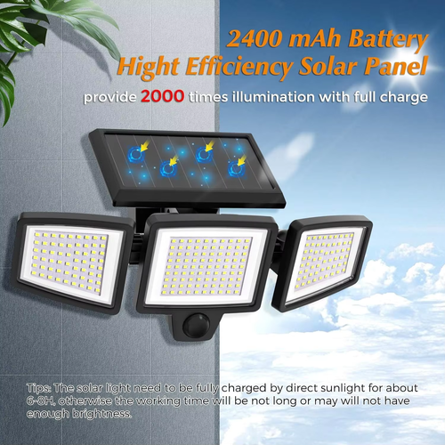 210 LED Solar Outdoor Wall Light, Waterproof Courtyard Light, Sensor-Induced Street Light